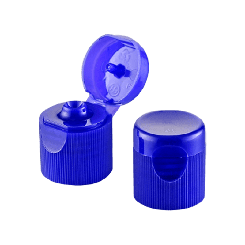 Tmavomodrý plastový flip top uzáver pre biomedicínu